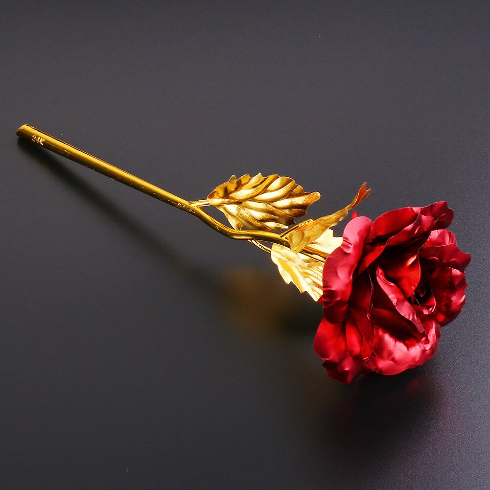 5Pcs Valentine's Day 24K Gold Plated Golden Rose Flower Wedding Festive Party Decoration Without Box: Red