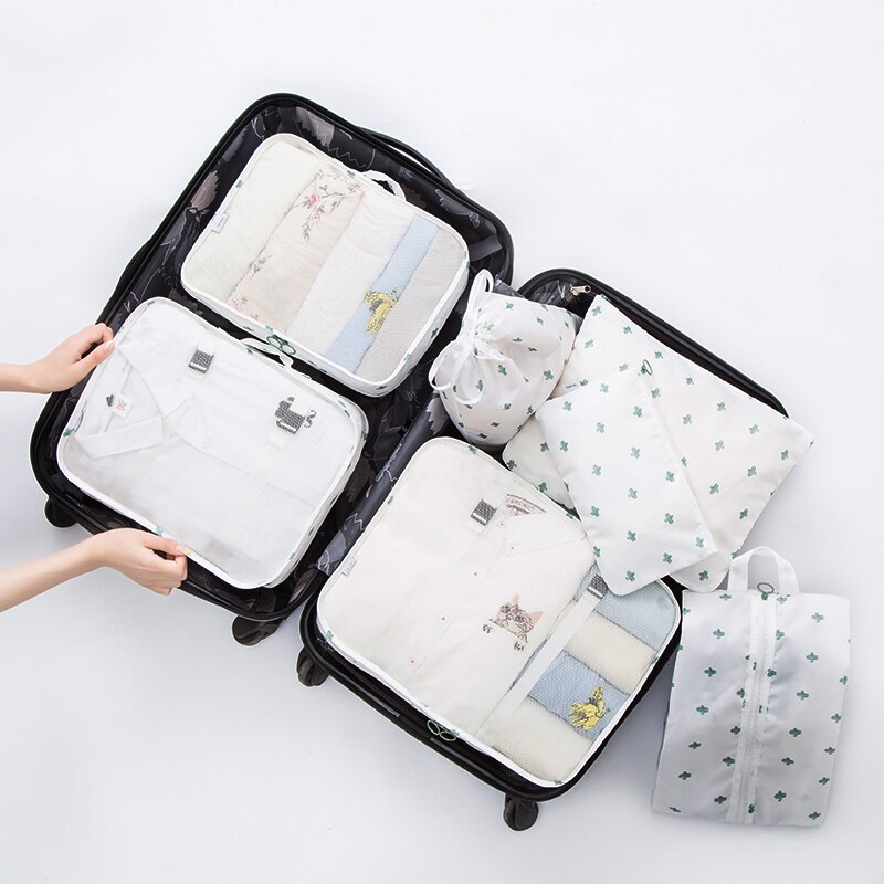 7 pieces Set Travel Organizer Storage Bags Suitcase Packing Set Storage Cases Portable Luggage Organizer Clothes Shoe Tidy Pouch: 15