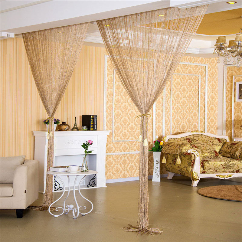 Kristal Kralen Gordijn Deur Room Divider Tassel Fringe Window Panel Glitter String Home Decor Mode Effen Divider 8 Kleuren: D