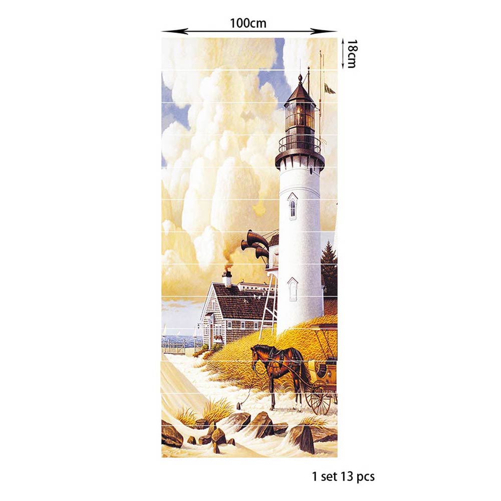 PVC wallpaper lighthouse scenery simple 13 pieces ... – Grandado