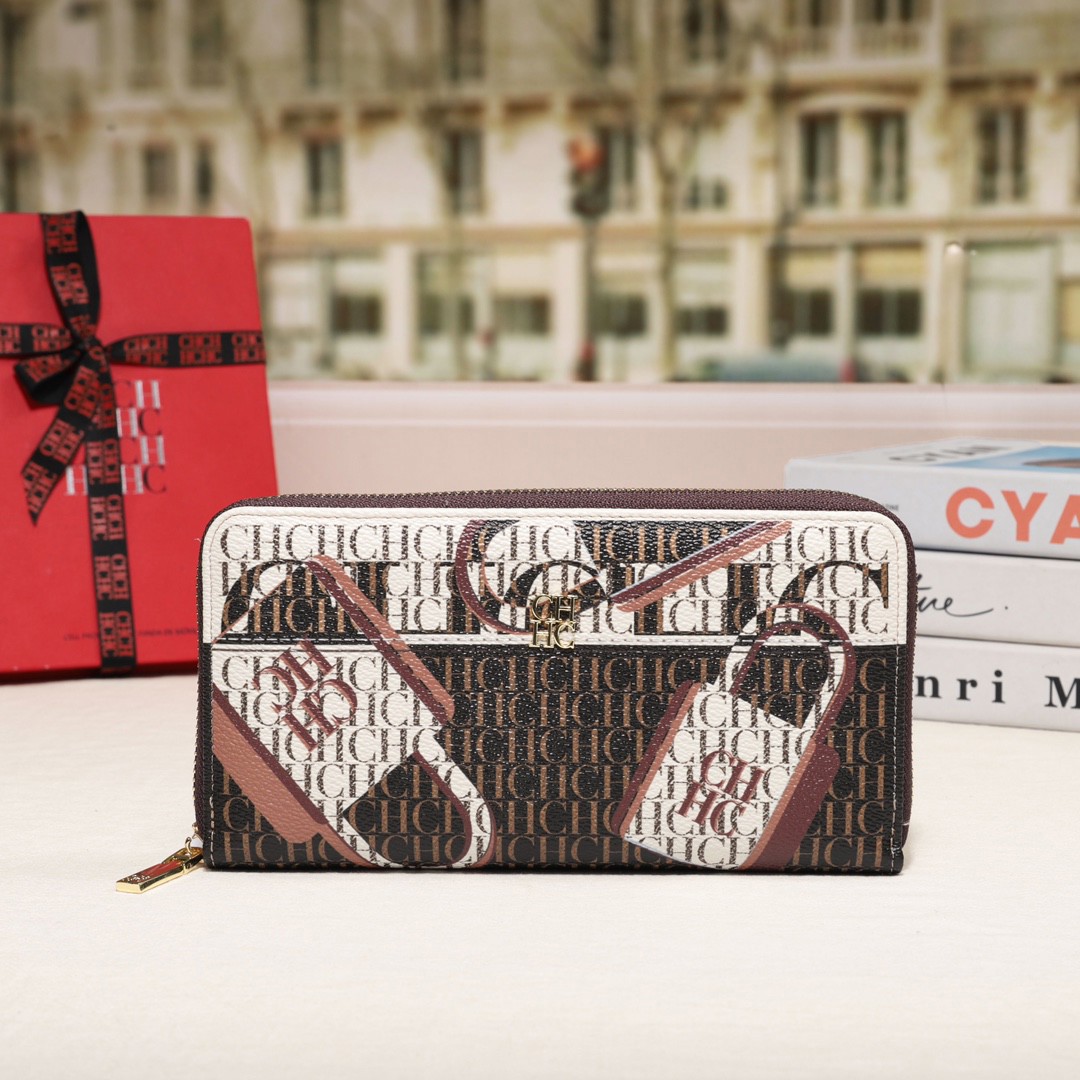 CH Premium Folding Printed Monogrammed Luxury Women's Handbags Square Wallet Classic Vintage: army green