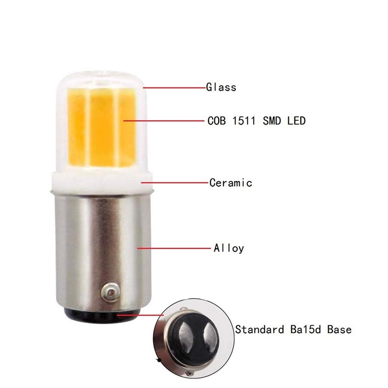 Ba15D Led Gloeilamp 5W AC DC 12V Niet-Dimmen 500 Lumen Cob 1511 Led Lamp Wit warm Wit Voor Kroonluchter Naaimachine