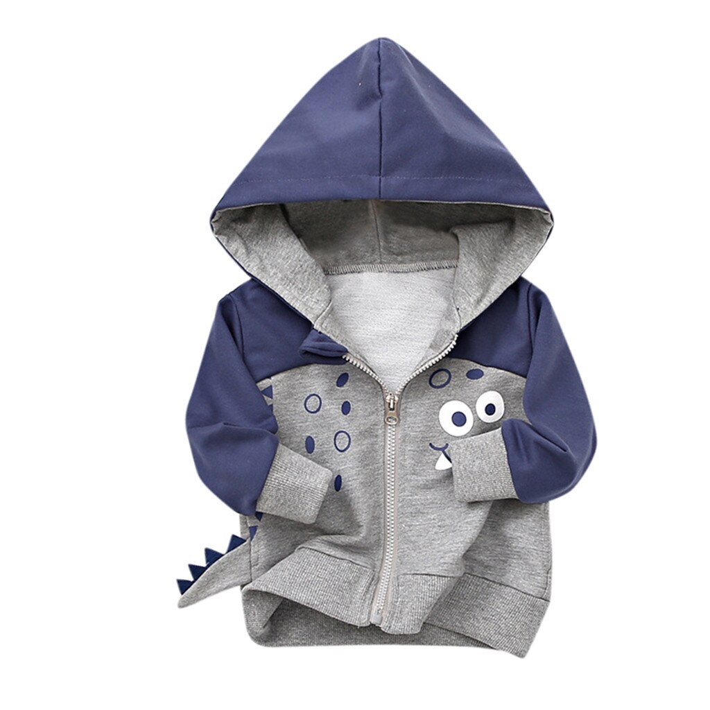 Peuter Kids Boy Baby Girl Lange Mouwen Pocket Cartoon Rits Jas Hooded Uitloper Mode Katoen kids jassen куртка для девочки: Grijs / 3T