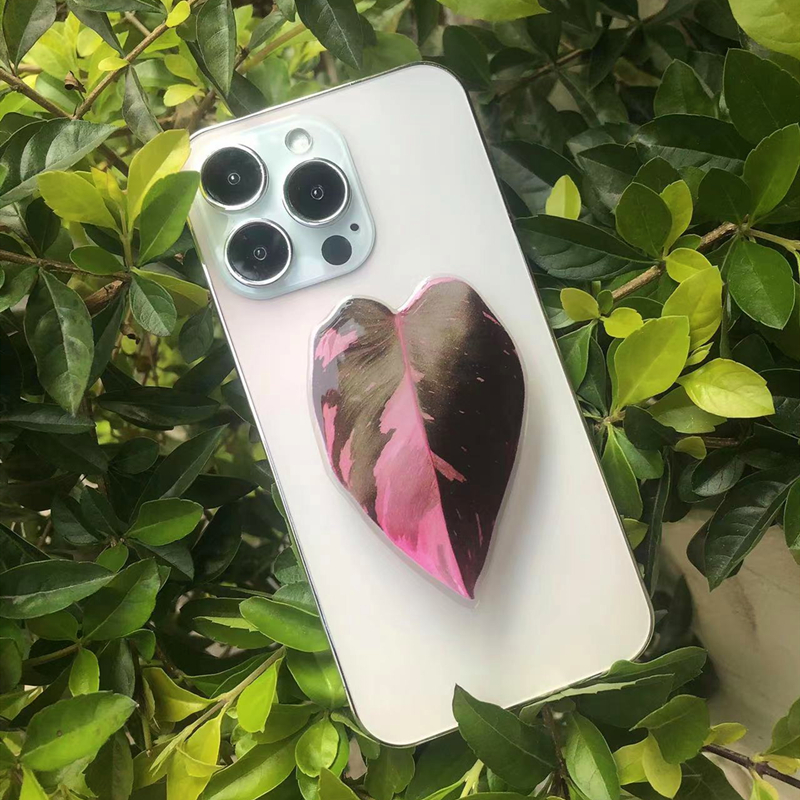 Griptok Bracket Socket Folding Grip Pretty Leaf Acrylic Phone Holder mobile phone stand simulation plant leaves: H001