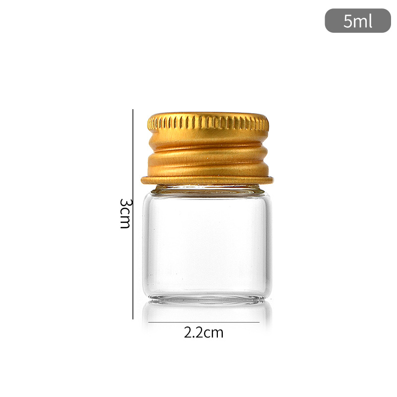5 ~ 30ml små glassflasker med skrukork, oppbevaringsglass, minibeholdere, gjennomsiktige hetteglassflasker, tomme, påfyllbare flasker
