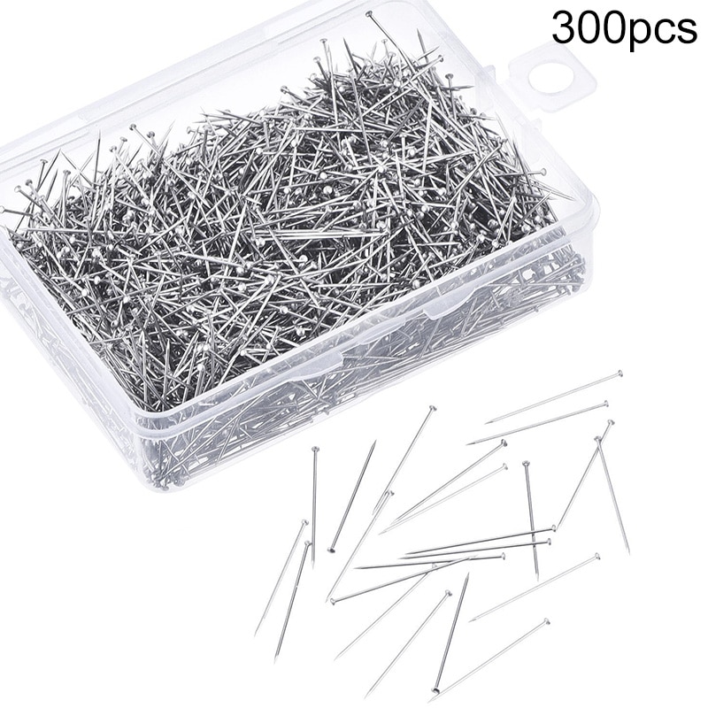 300Pcs 35Mm Rvs Naaien Pins Naaister Straight Quilten Pins Satijn Head Pins Voor Sieraden Maken Naaien Gereedschap