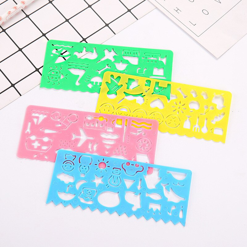 4pcs/set Ruler Painting Modeling Ruler Learning Supplies Children Alpinia Oxyphylla Ten Thousand Flower Ruler Set Ruler