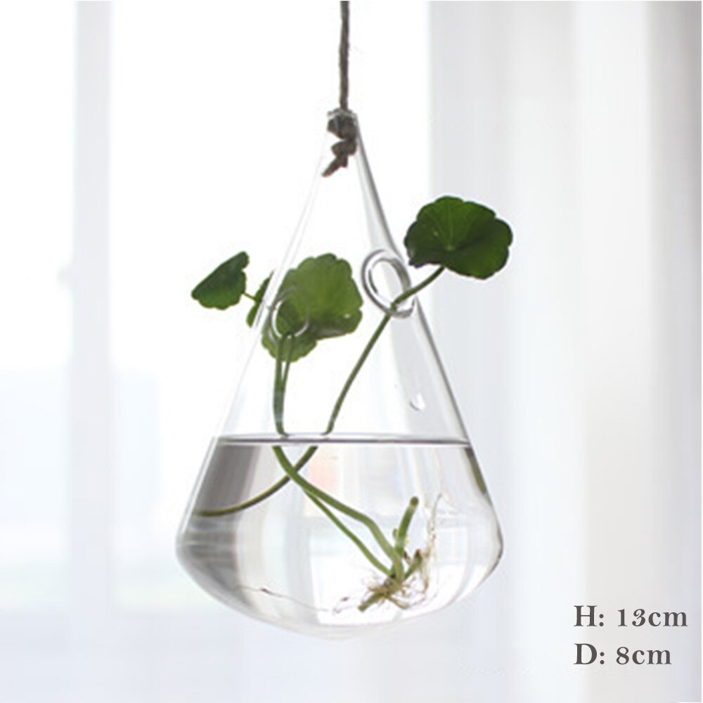 1Pcs Hanging Glass Vase Transparent Hydroponic Container Terrarium Flower Plant Pot Garden Home Wedding Decoration: 9