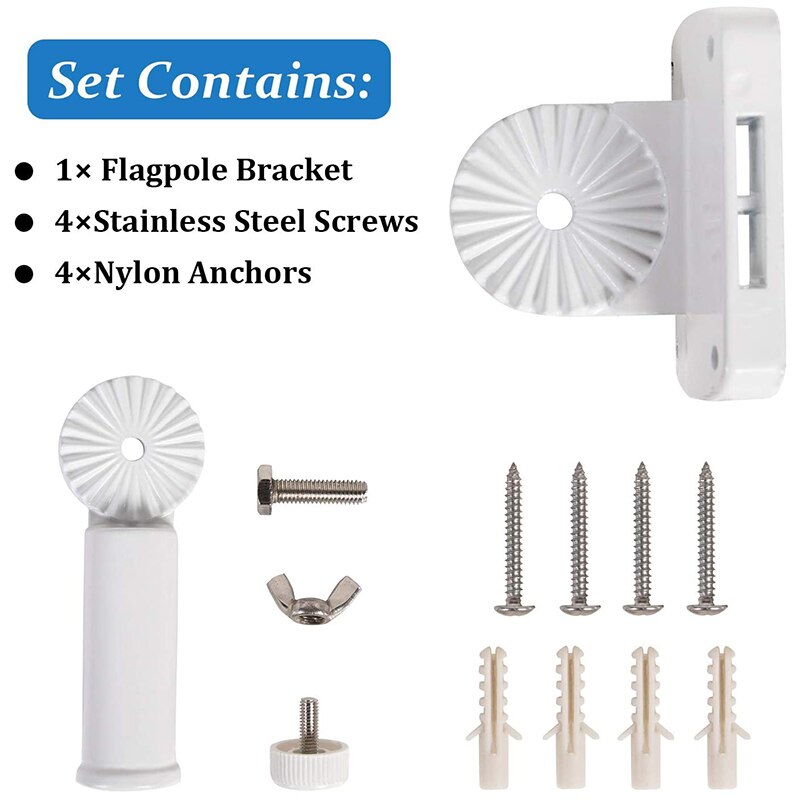 2 in 1 Multifunctional Adjustable Flagpole Bracket Heavy Duty Aluminum All Weather Flag Holder Wind Resistant