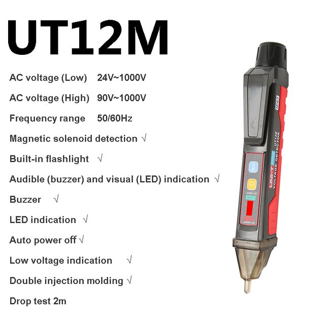 UNI-T test pencil Multimeter Tester AC / DC Meter With Light Non-contact Intelligent Power Supply UT12S Current Volt Pencil Test