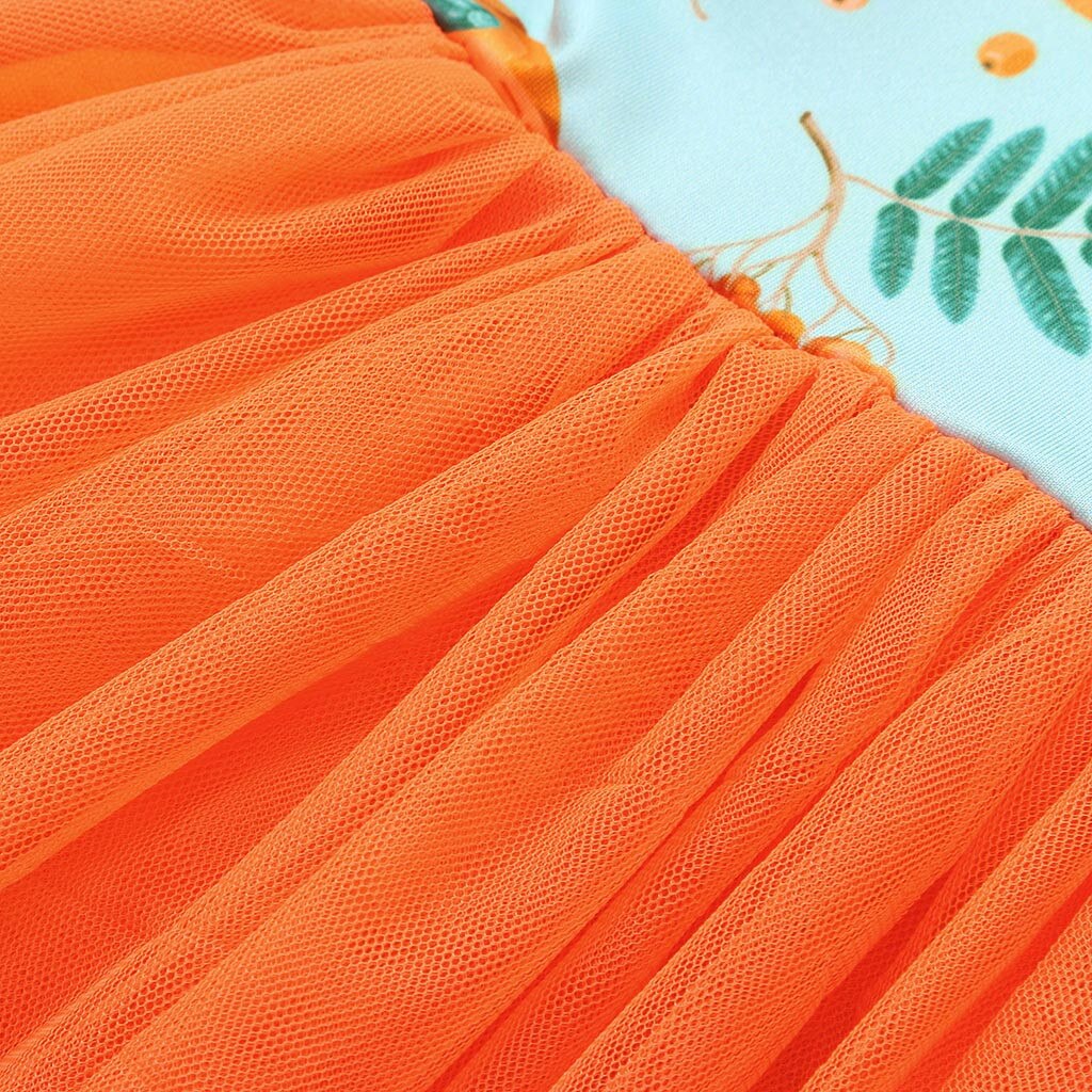 1Y-5Y Peuter Baby Kids Meisjes Boog Halloween Pompoen Gedrukt Mesh Tutu Jurk Tule Prinses Jurk Meisje Kleding Детская Одежд