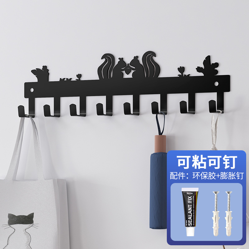 Self Adhesive Hooks Cat Bird Squirrel Pattern Storage Holder for Bathroom Kitchen Hanger Iron Wall Hanging Door Coat Racks: 09