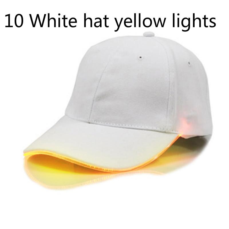 Gorra de béisbol de fibra óptica con luz LED, sombrero de béisbol con luz LED brillante, estilo Hip-Hop, ajustable: 10