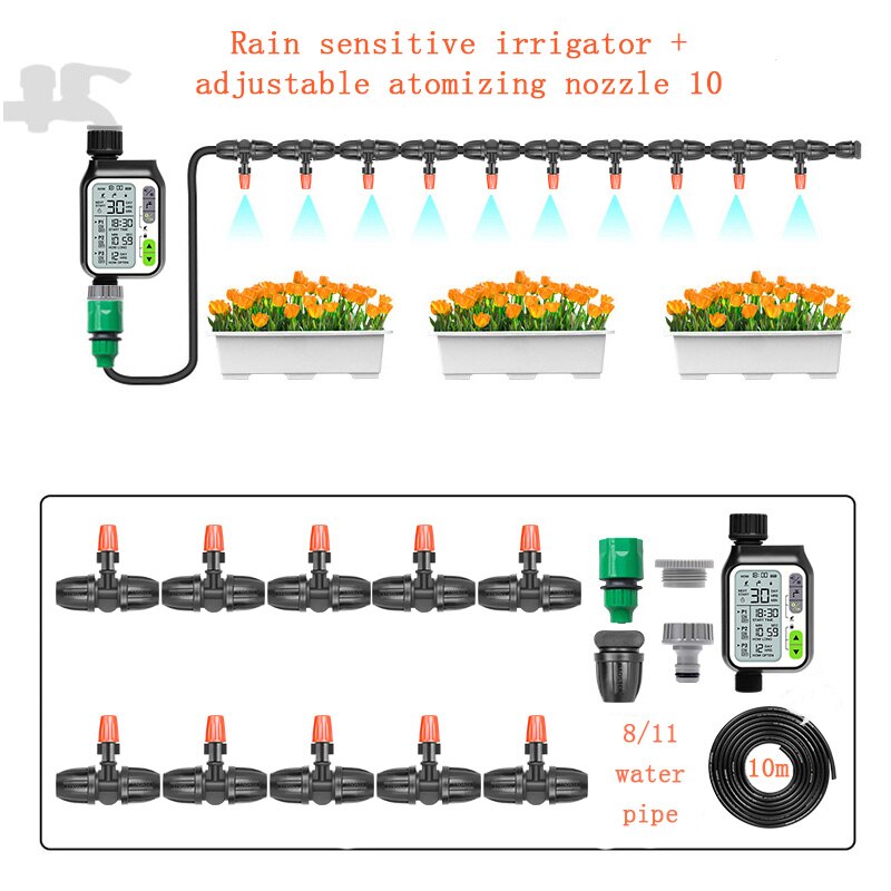 Rainwater Induction Drip Irrigation System timer LCD Screen Auto Watering System Device Garden Outdoor Sprinkler Controller