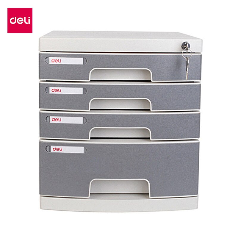 CN Deli 8854 File Cabinet with Lock Four-Layer Plastic File Cabinet Desktop Drawer Cabinet Storage Cabinet