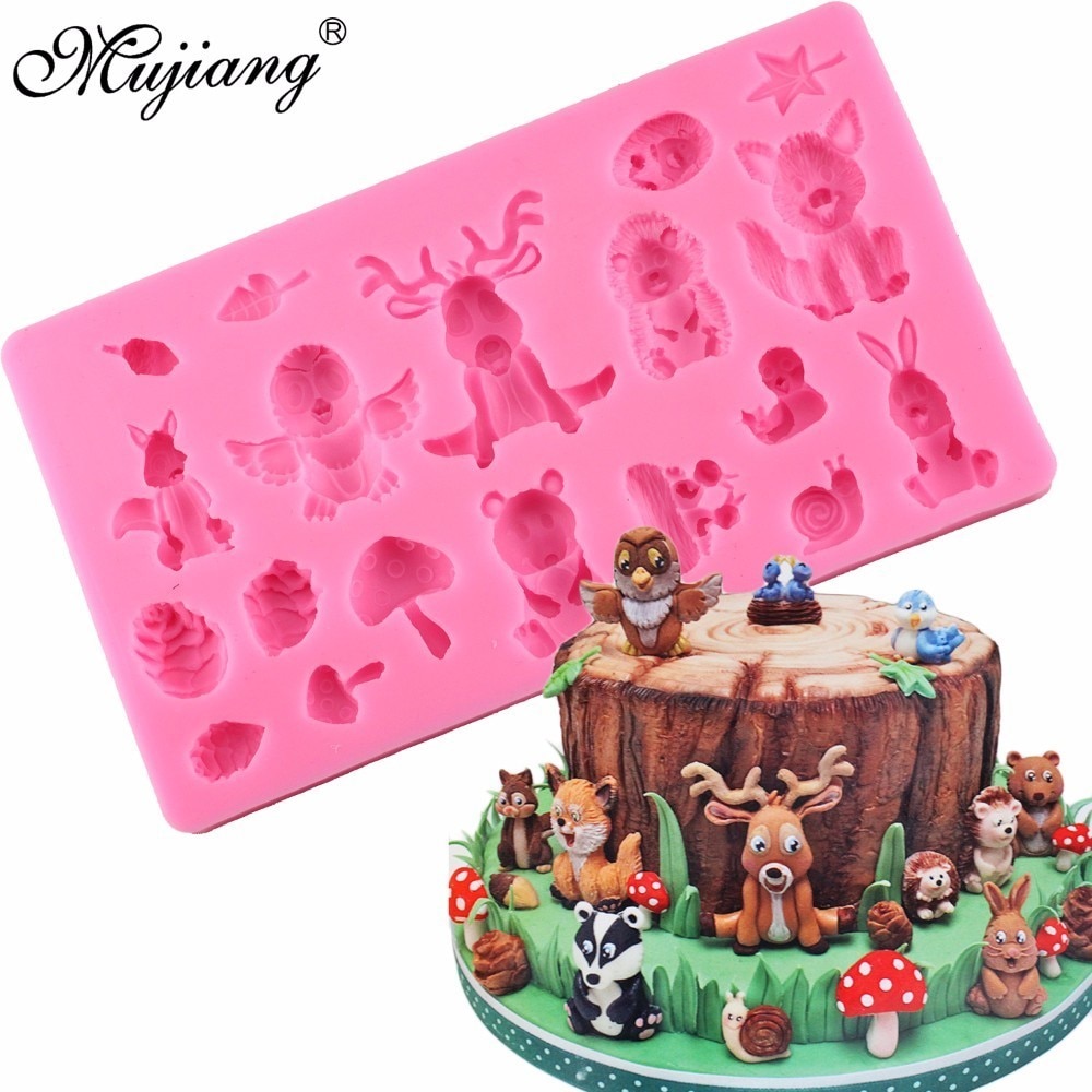 Mujiang Dieren Chocolade Fondant Mallen Baby Birthday Cake Decorating Gereedschap Cake Siliconen Bakvorm Snoep Klei Mallen