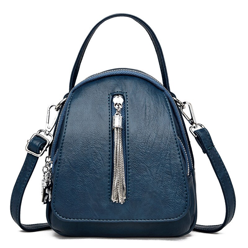 Små messenger tasker til kvinder sac a main chain kvast crossbody tasker til kvinder læder håndtasker dame skulder taske clutch: Blå