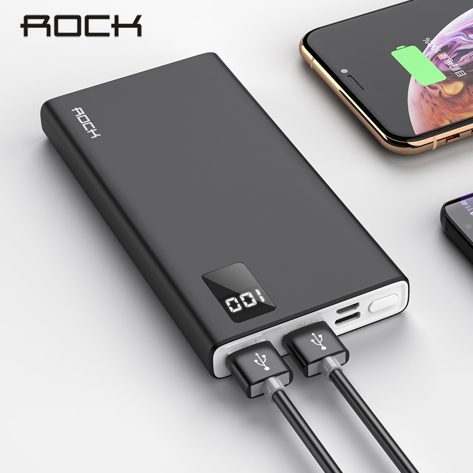 ROCK 10000mAh Power Bank Voor iPhone Samsung Huawei Type C Powerbank Draagbare Externe Batterij Snel Opladen Lader Poverbank