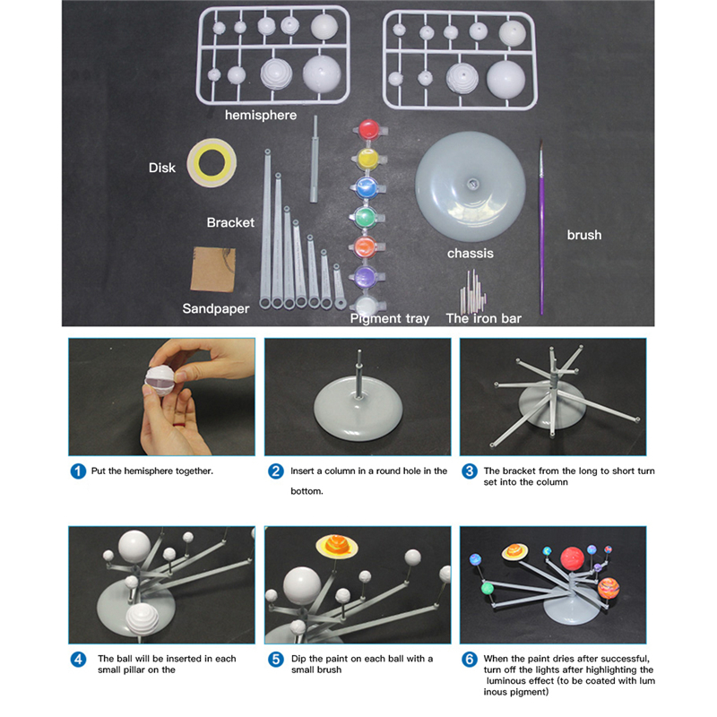 Solar System Model Nine Planets Kit Astronomy Painting Model Science Planetarium Educational Toys For Child