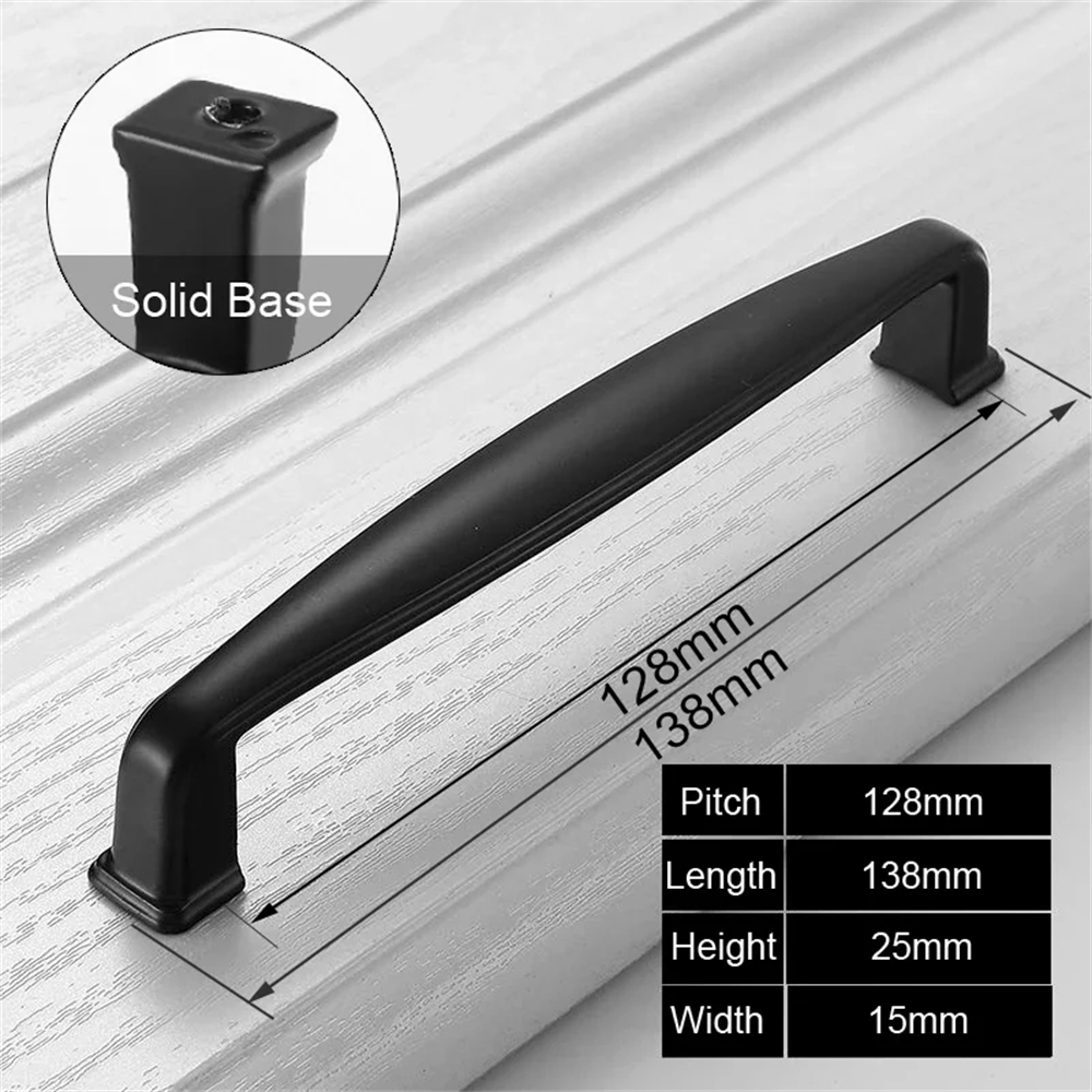 Black Aluminum Alloy Bedside Table Handle Minimalist Cabinet Pulls Furniture Hardware Wardrobe Cabinet Door Drawer Handles