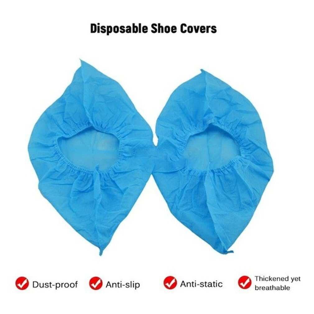 Non-woven Fabric Disposable Shoes Covers with Elastic Band Breathable Dust-proof Thickened Anti-slip Anti-static Shoe Covers