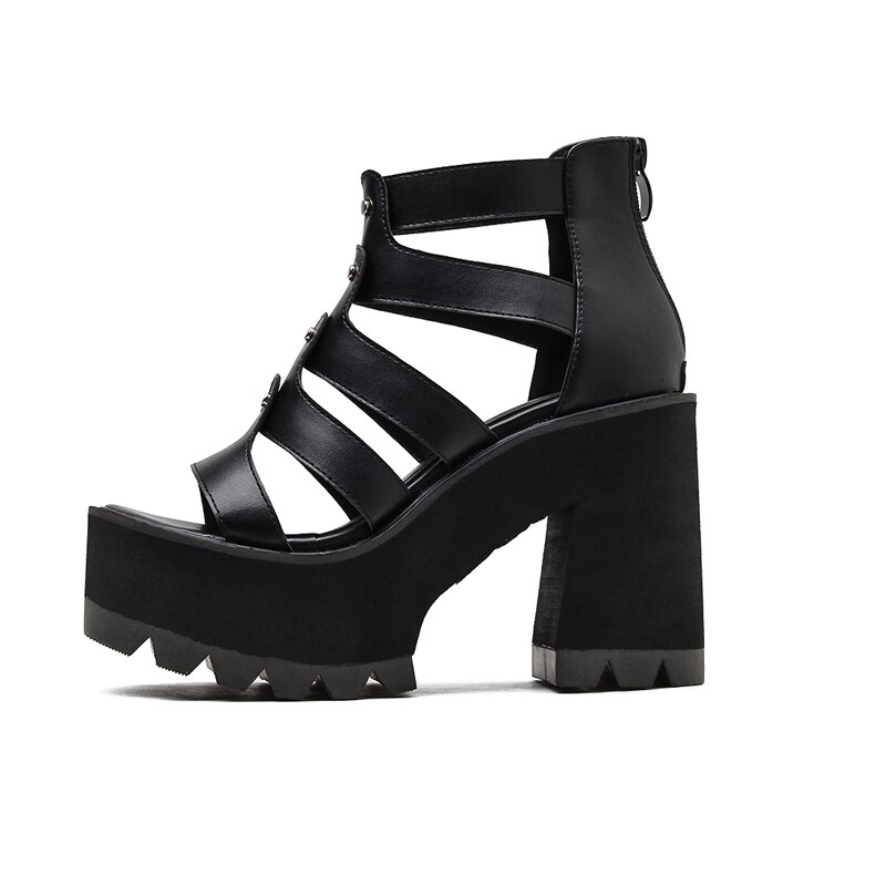 Vintage punk gootti kengät sandaalit nainen gladiaattorikengät platform sandaalit naiset avokärkiset kengät gladiaattorisandaalit naiset ljb 117