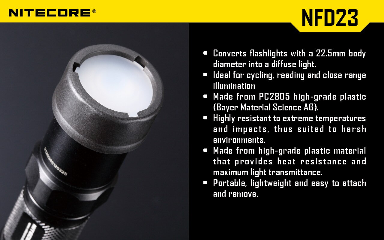 Nitecore Colour Filter(22.5mm) NFR23 NFB23 NFG23 NFD23 suitable for the flashlight with head of 22.5mm