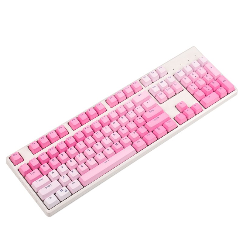 YMDK Doppel Schuss 104 Gefärbt PBT Glanz Durch OEM Profil Regenbogen Keycap set Geeignet Für Cherry MX Schalter Mechanische Tastatur: Pink Gradient