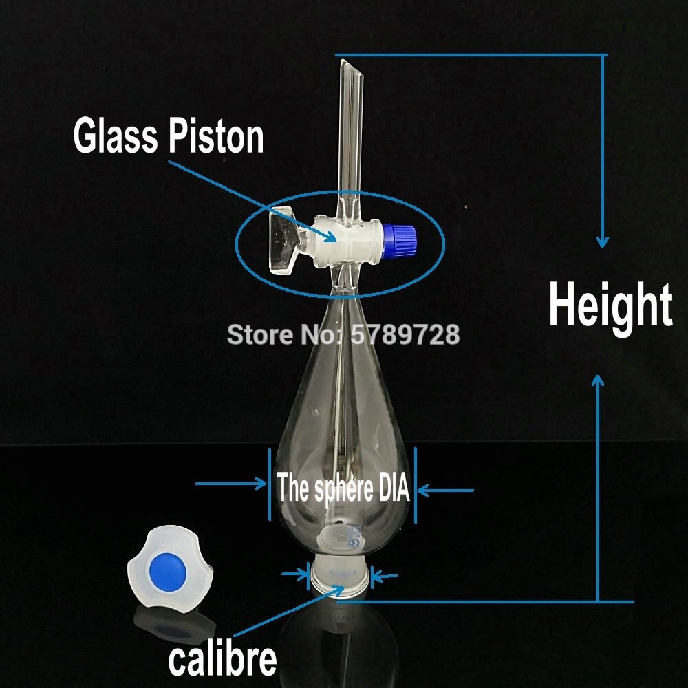 1pcs 60ml to 1000ml Clear Pyriform Separatory Glass Funnel Straight Tube Borosilicate Glass Stopcock Stopper Lab Stationery