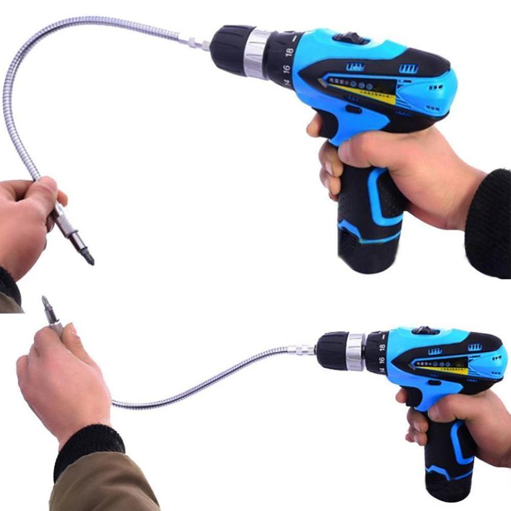 1/4" 30cm Hex Flexible Shaft Extension Drill Impact Driver Ratchet Screwdriver Bits Extend Rod Extension Bar