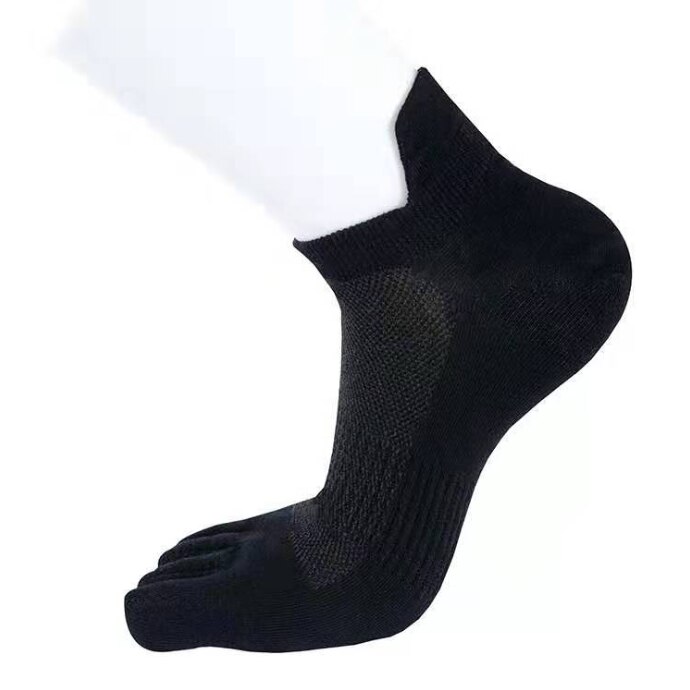 Taobo 10 par stribet afslappet, åndbar, svedabsorberende fem-toed mandlige bådsokker mesh meias sport, der løber fem fingertå sokker: Sort