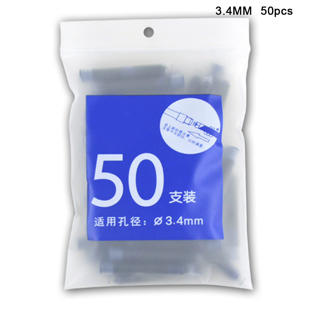50/100Pcs Fountain Pen Ink Refills 3.4mm Standards International Stationery Office Supplies Ink Pens Blue Black Red Blue-black: PURPLE