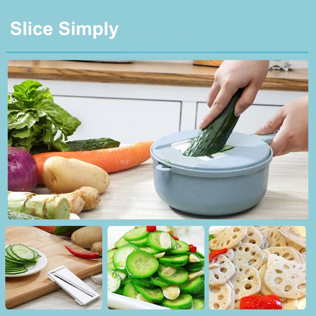 Wheat Straw Cutter Food Chopper Potato Slicer Vegetable Fruits Shredder 8 Pieces Multi-function Cutting Kitchen Grinding Device