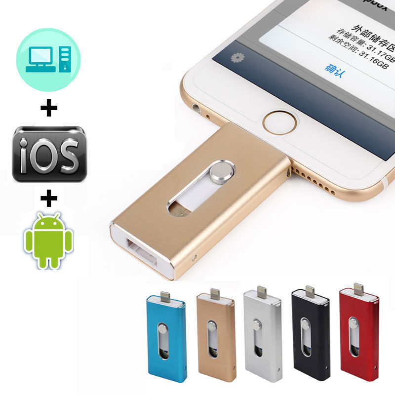 Unidad Flash Usb para iPhone 6 iPhone 6 6S 6 más 7 7S 7P 8 8 X Lightning para iPad USB Stick de memoria de 64GB Pendrive para iOS de almacenamiento externo