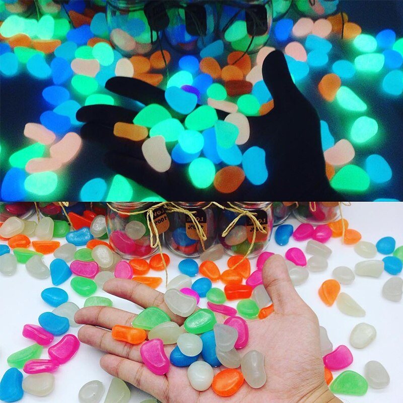 25/50 stücke Leucht Kiesel Felsen Garten Gang Dekorative Stein Glow In The Dark Felsen Für Fisch Tank Hause Garten Dekorationen