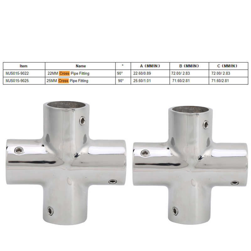 Durable MJS015 Stainless Steel Butt Welding Cross 4 Ways Splitter Pipe Fittings Boat Accessory For Rowing Boats Accessory