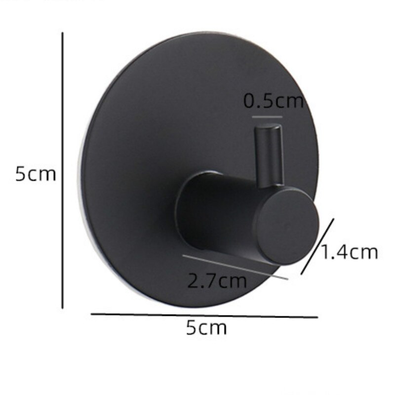 Heavy Duty Rvs Haak Zelfklevende Haak Keuken Badkamer Muur Deur Haak Houder Rack Kleding Handdoek Hanger: Black Round