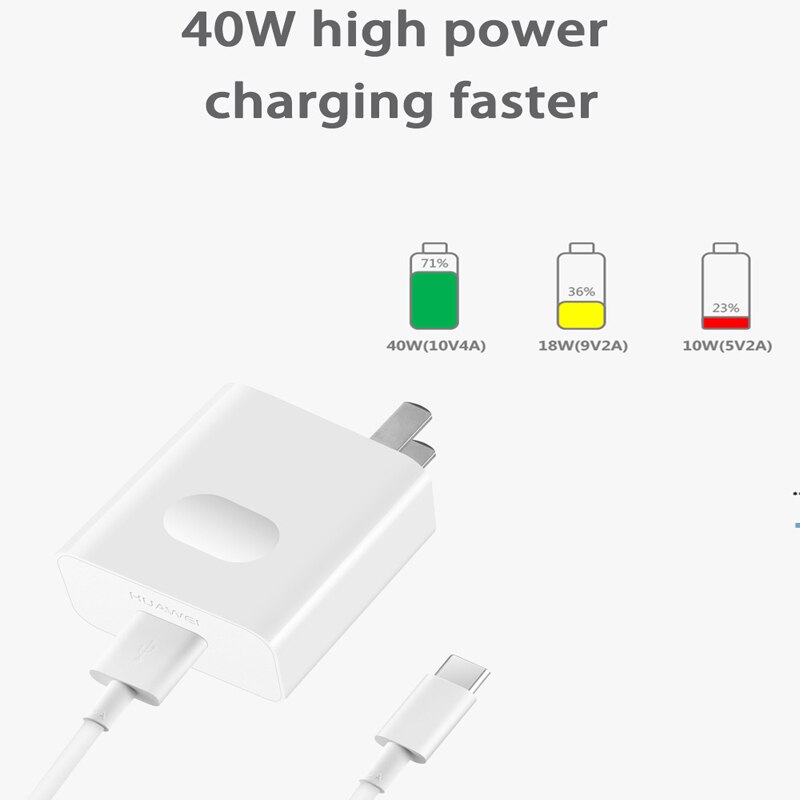 Huawei-cargador Original de 40W, adaptador de carga rápida UE 5A, cable USB tipo c para Mate 20 30 pro p40 p30 pro Honor 20 30 V30 V15