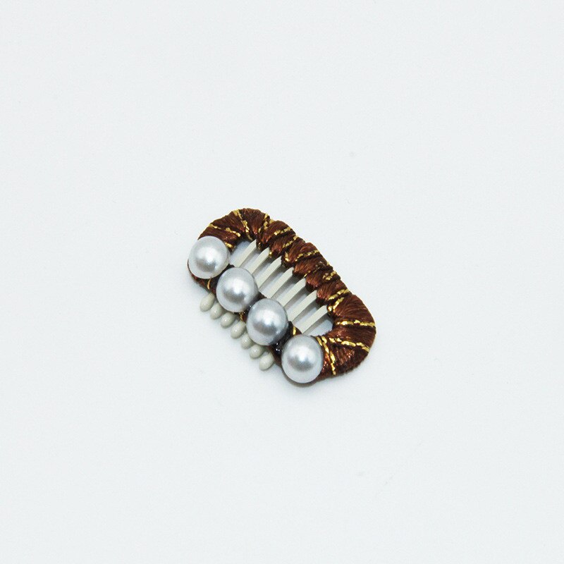 Pinza de acero para perros, Accesorios de belleza para el pelo de Yorkshire, decoración de perlas, BB, 1 pieza: coffee