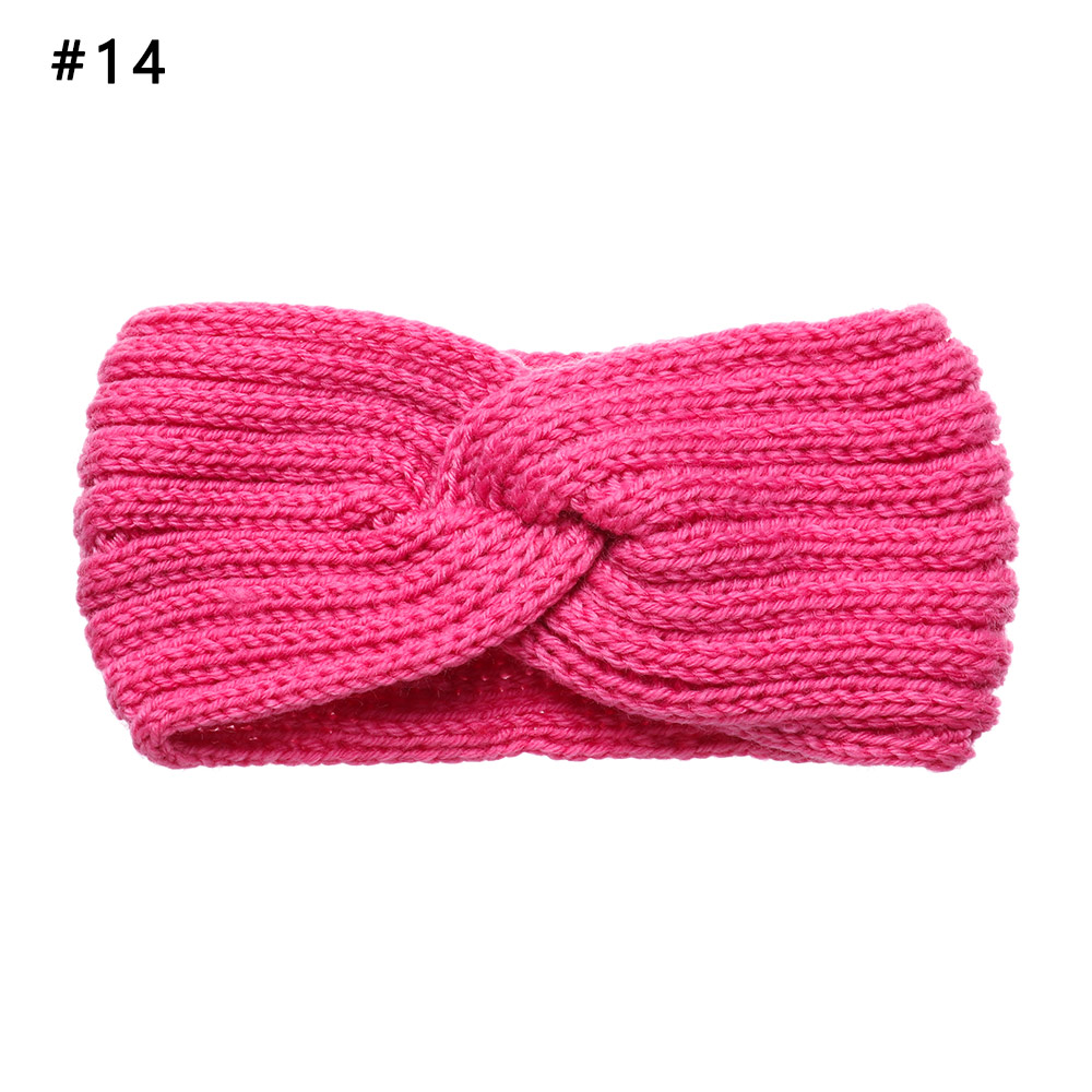 Bandeaux en laine tricotés au Crochet | Bandeaux d'hiver pour femmes, style bohémien, tissage croisé fait à la main, et solide: 14