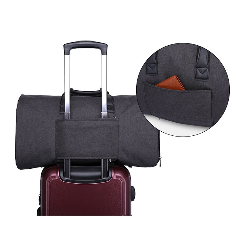 2 in 1 beklædningsgenstands taske med sko rum, konvertibel dragt rejsetaske taske taske med bagage skulderrem  t0