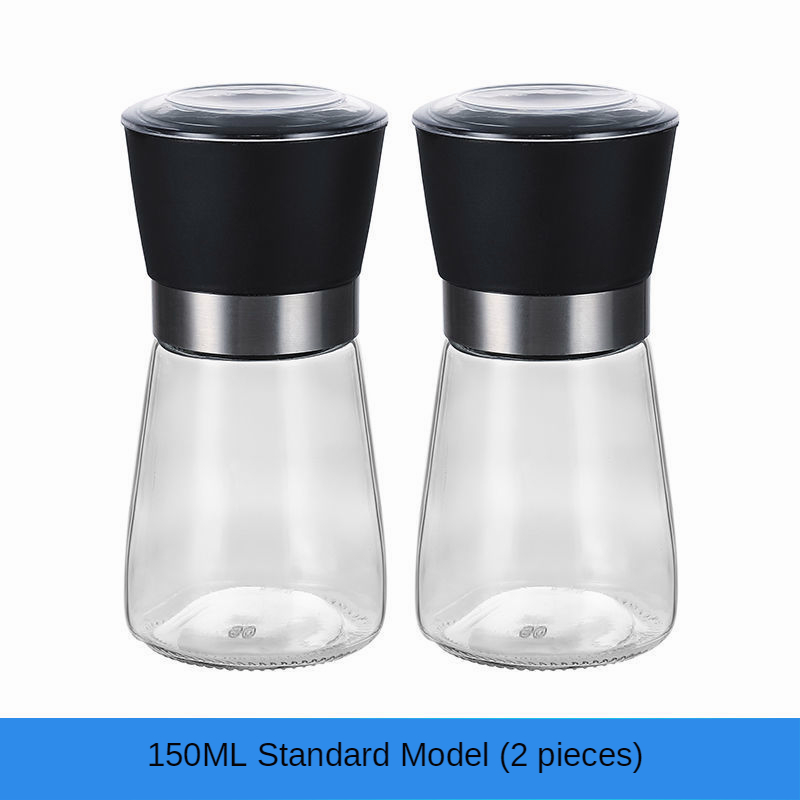 Molinillo de acero inoxidable para moler sal y pimienta, molinillo de vidrio para especias y hierbas, botella de molienda, utensilios de cocina, herramientas de vidrio, 1/2 Uds.: 2Pcs 150ML PP