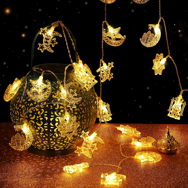1-10M Led Lichterketten mond stern lampe Eid Mond Stern dekoration Hängen String licht leuchtende Sterne Mond ramadan hause dekoration