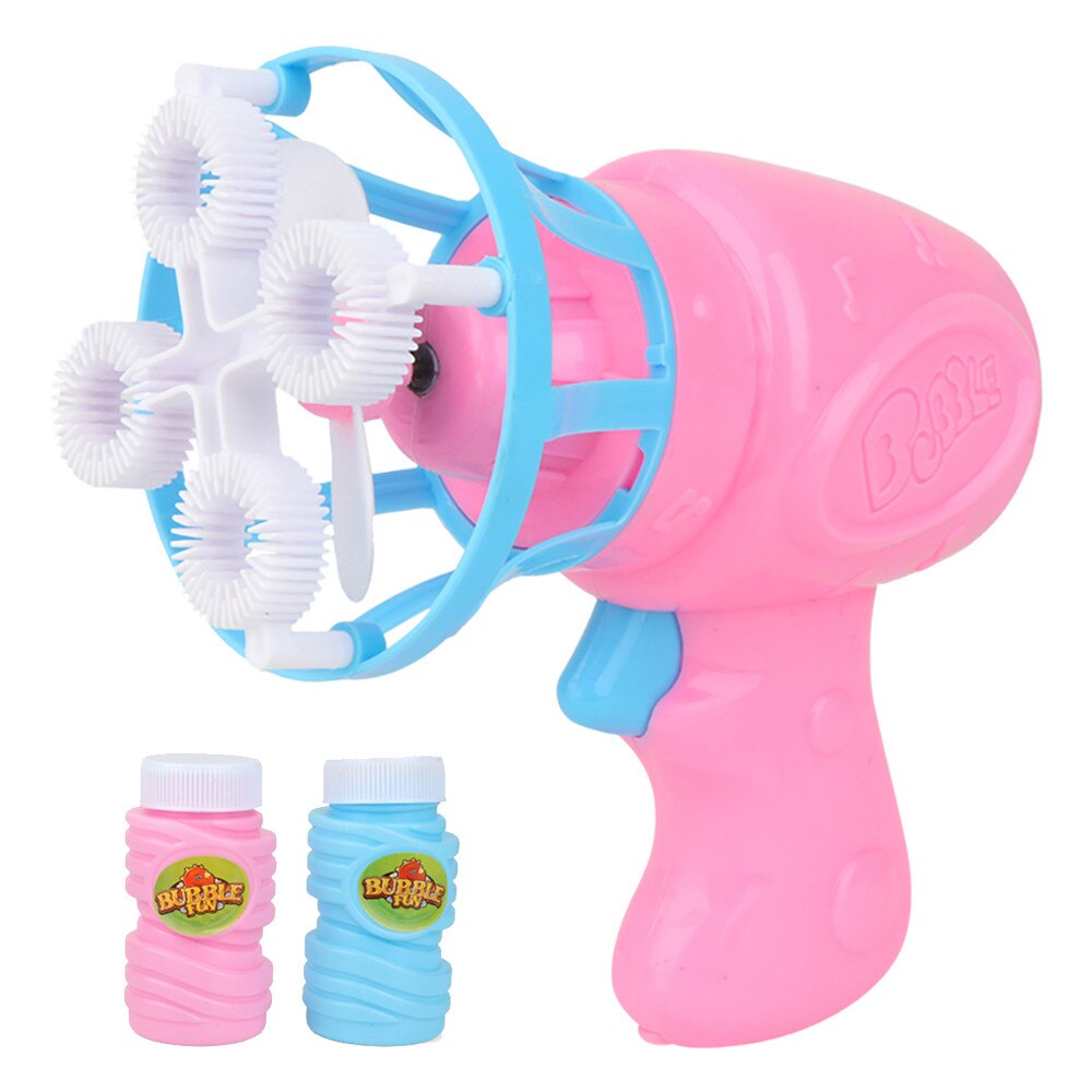 Zomer Funny Magic Bubble Blower Machine Elektrische Automatische Bubble Maker Gun Met Mini Fan Kids Outdoor Speelgoed Bruiloft Benodigdheden # K: Roze