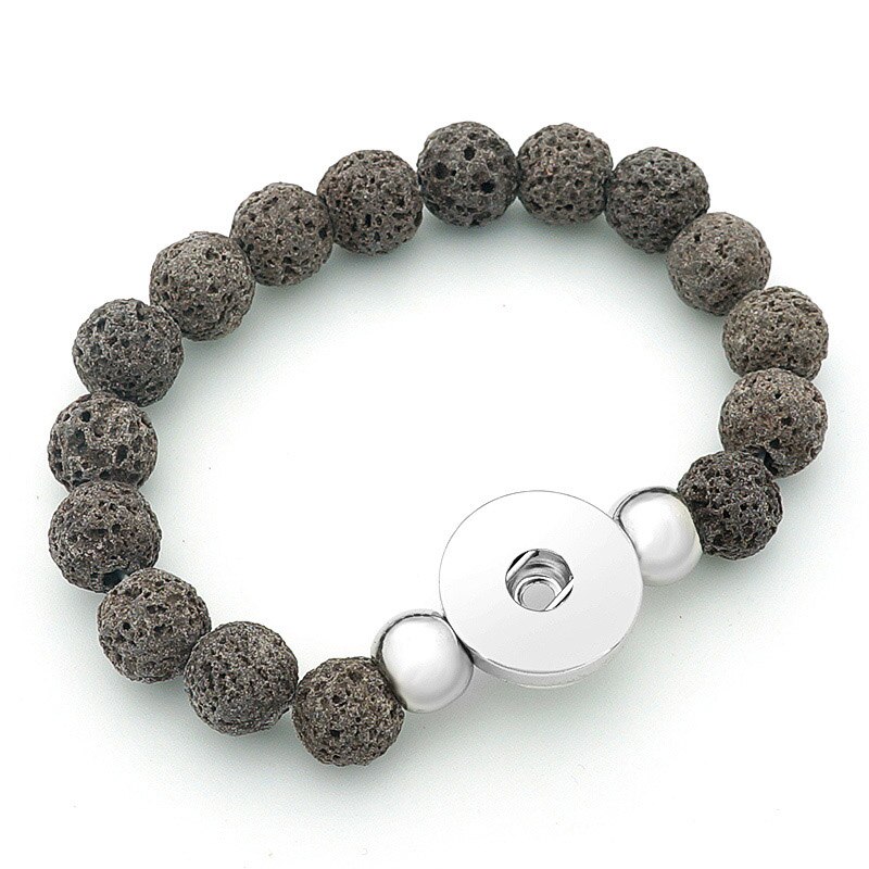 Beauty Vulkanische Steen Kralen Charm Snap Armband Kleurrijke Fit 18Mm Snap Knoppen Sieraden AB0060