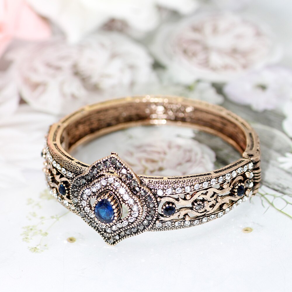 SUNSPICE Frau Jahrgang Armreif Türkische retro Gold Farbe Strass Manschette Armbinde Persien Frauen Ethnische Hochzeit Schmuck