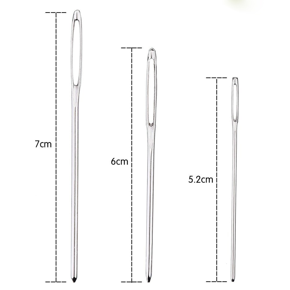 Butte nåler med butikk øyne stålgarn strikkepinner synåler 9 stk 3 størrelser korsstingnåler håndverksbroderiverktøy