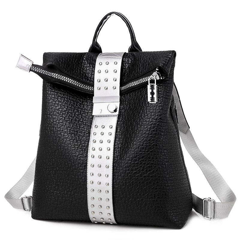 Vrouwelijke Rugzak Rugzak Schooltas Pu Leer Vrouwen Rugzak Klinknagel Schoudertas Dames Multifunctionele Tas