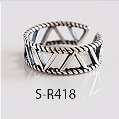 Multi-stil Vintage 925 Sterling Silber Ringe Handgemachte Größe 18mm Einstellbar Thai Silber Ringe Für Männer Frauen S-R414: WHITE