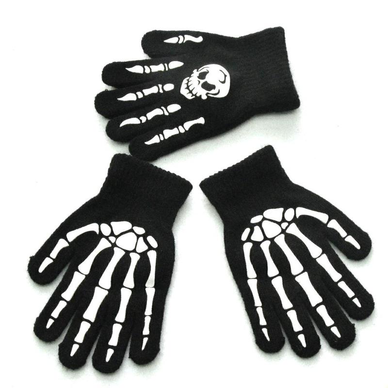 freundlicher Gestrickte Leucht Handschuhe Halloween Skelett Finger Fäustlinge Geister Pfote Volle Finger Handschuh für Art